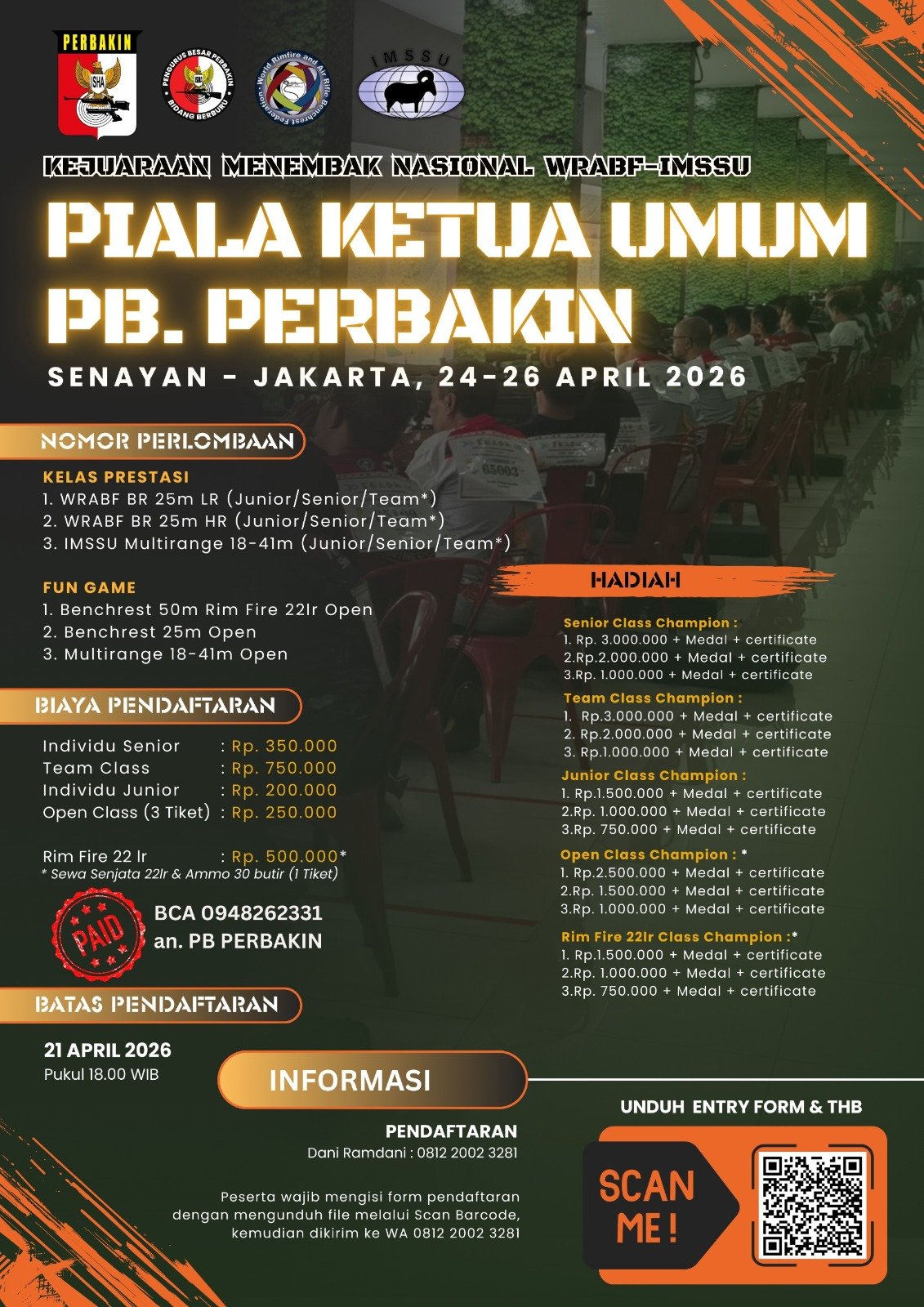 KEJURNAS F CLASS DAN PRACTICAL HUNTER RIFLE PIALA KABID BERBURU PB PERBAKIN 2026  17-19 April